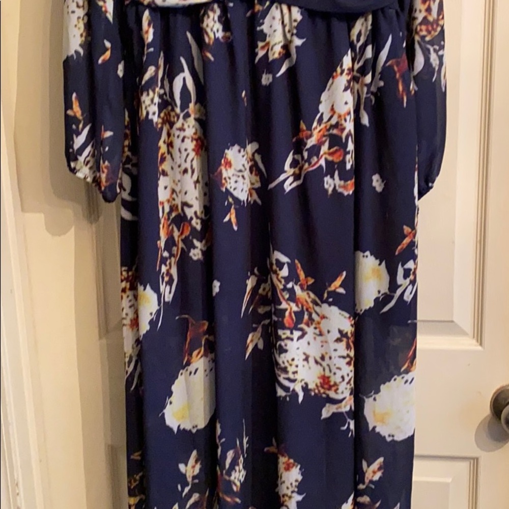 Blue Floral Long Dress - Picture 4 of 7